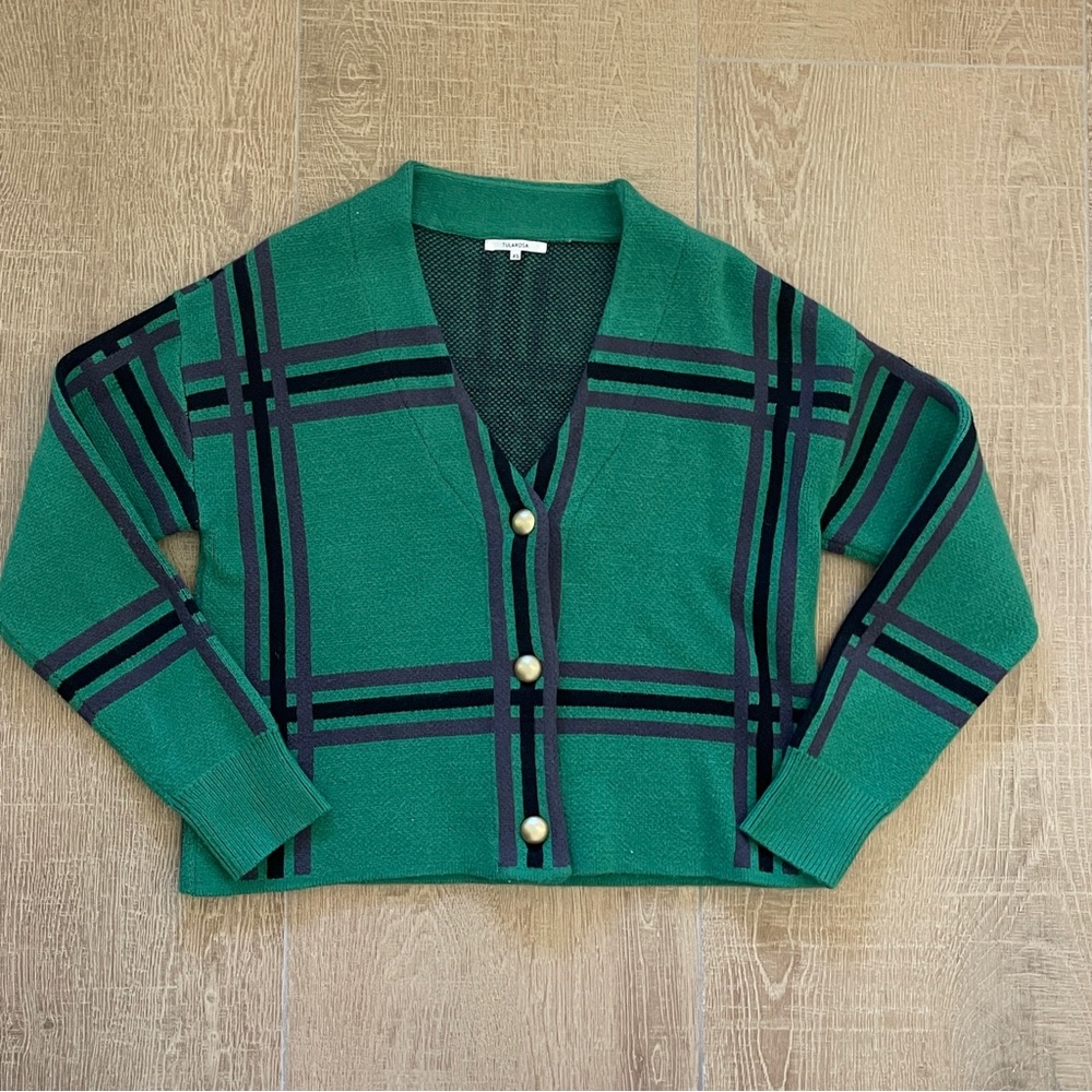 SOLD- Tularosa Green Plaid Cardigan